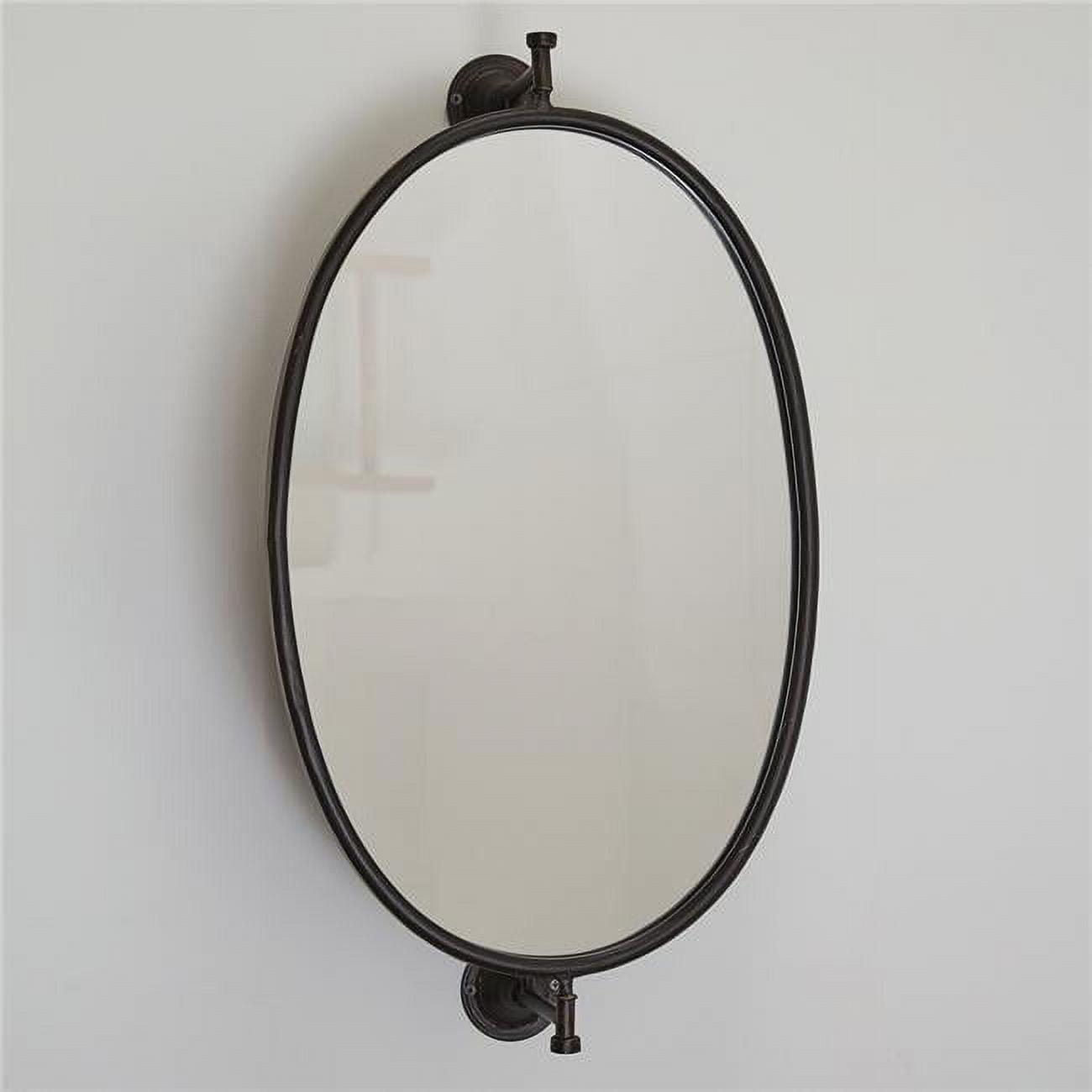 Black Oval Metal Vintage Bathroom Wall Mirror