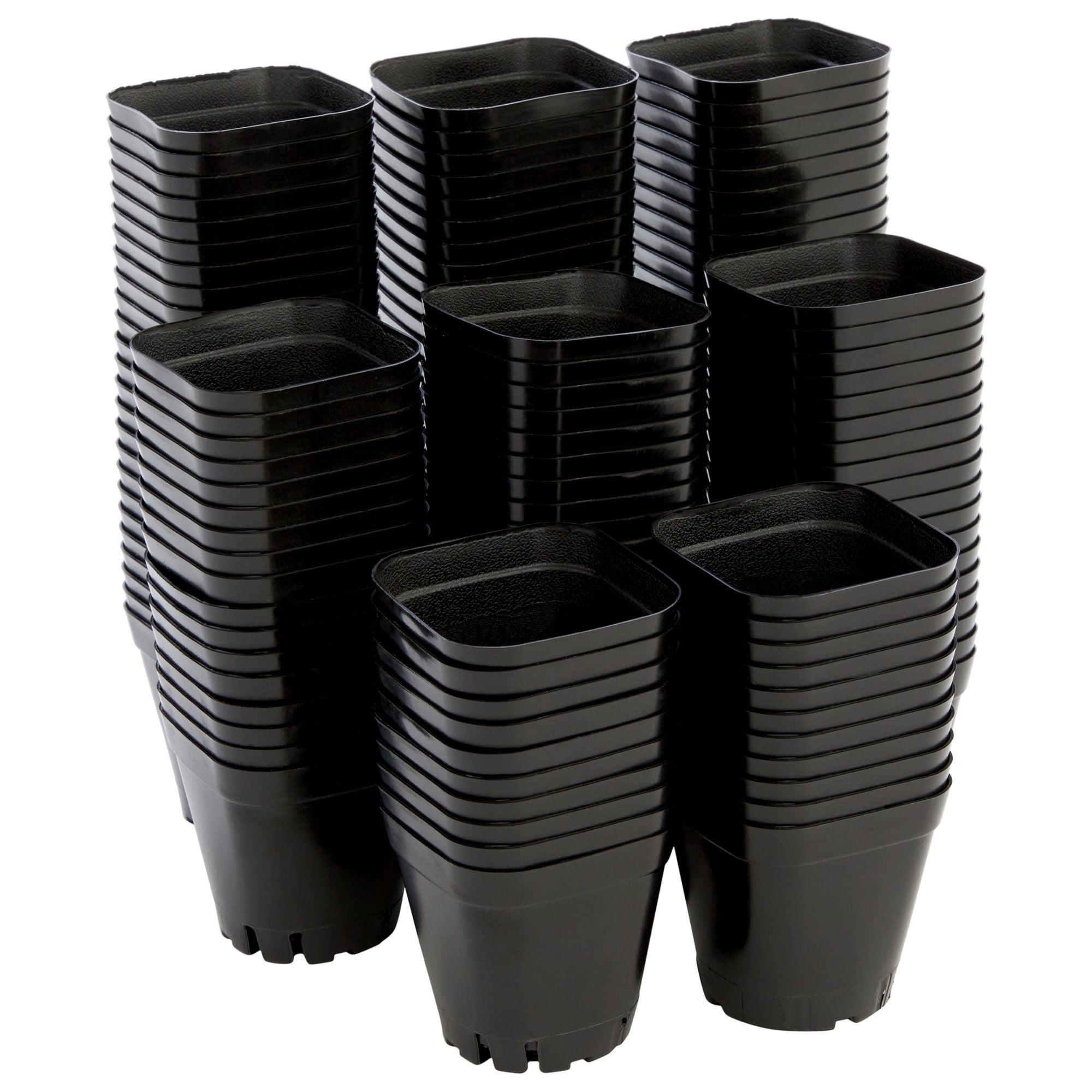 Black Plastic Square Seedling Pots for Indoor and Outdoor Plants, 150-Pack