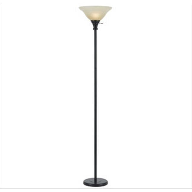 70" Dark Bronze Adjustable Torchiere with Glass Shade