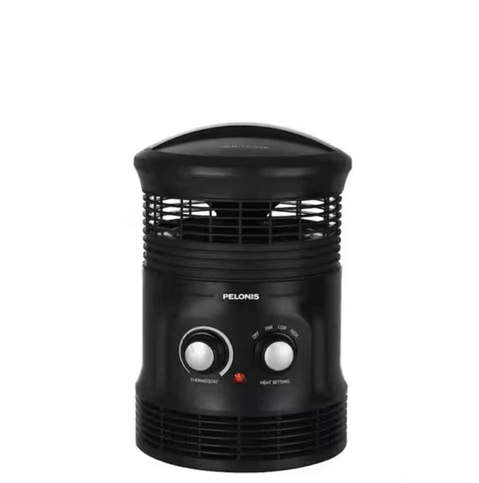 Black 1500W Electric Forced Air Heater with Thermostat