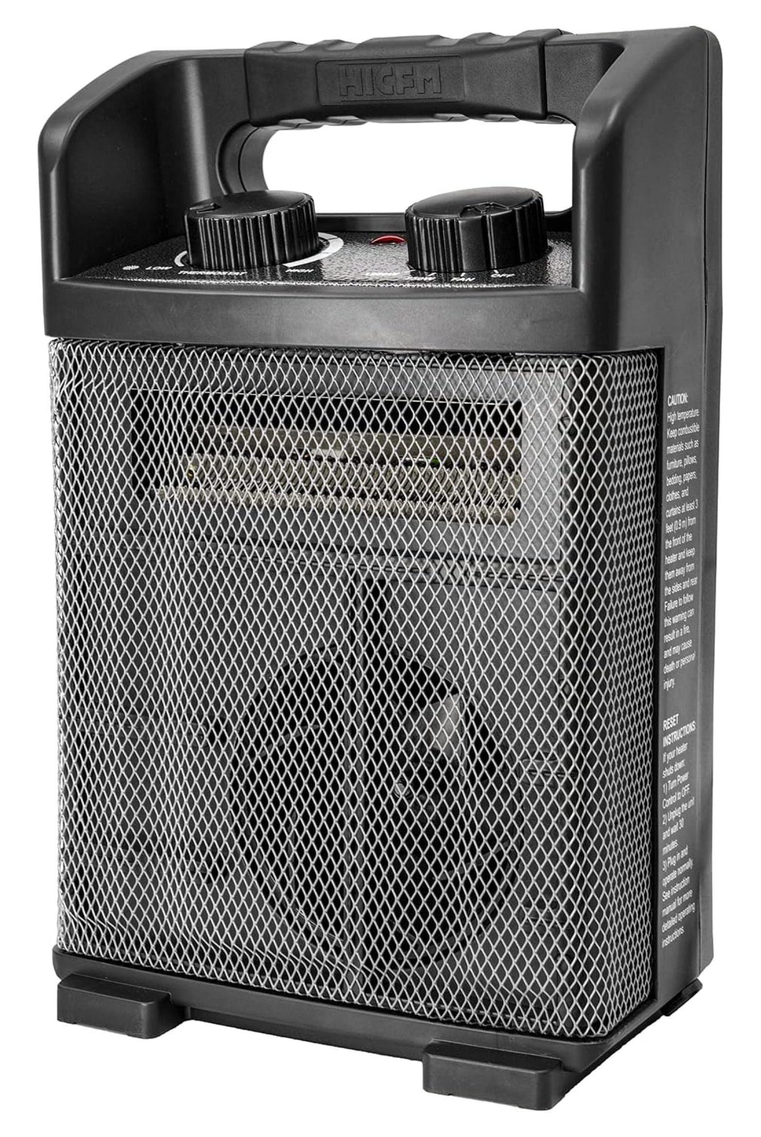 1500W Electric Utility Space Heater BTU 5120 with Thermostat Control, Two Power Setting, Fan Option, Built-in Carrying Handle, Tip-Over Switch, Cool Touch, UL Safety (kilowatts, 1.5)