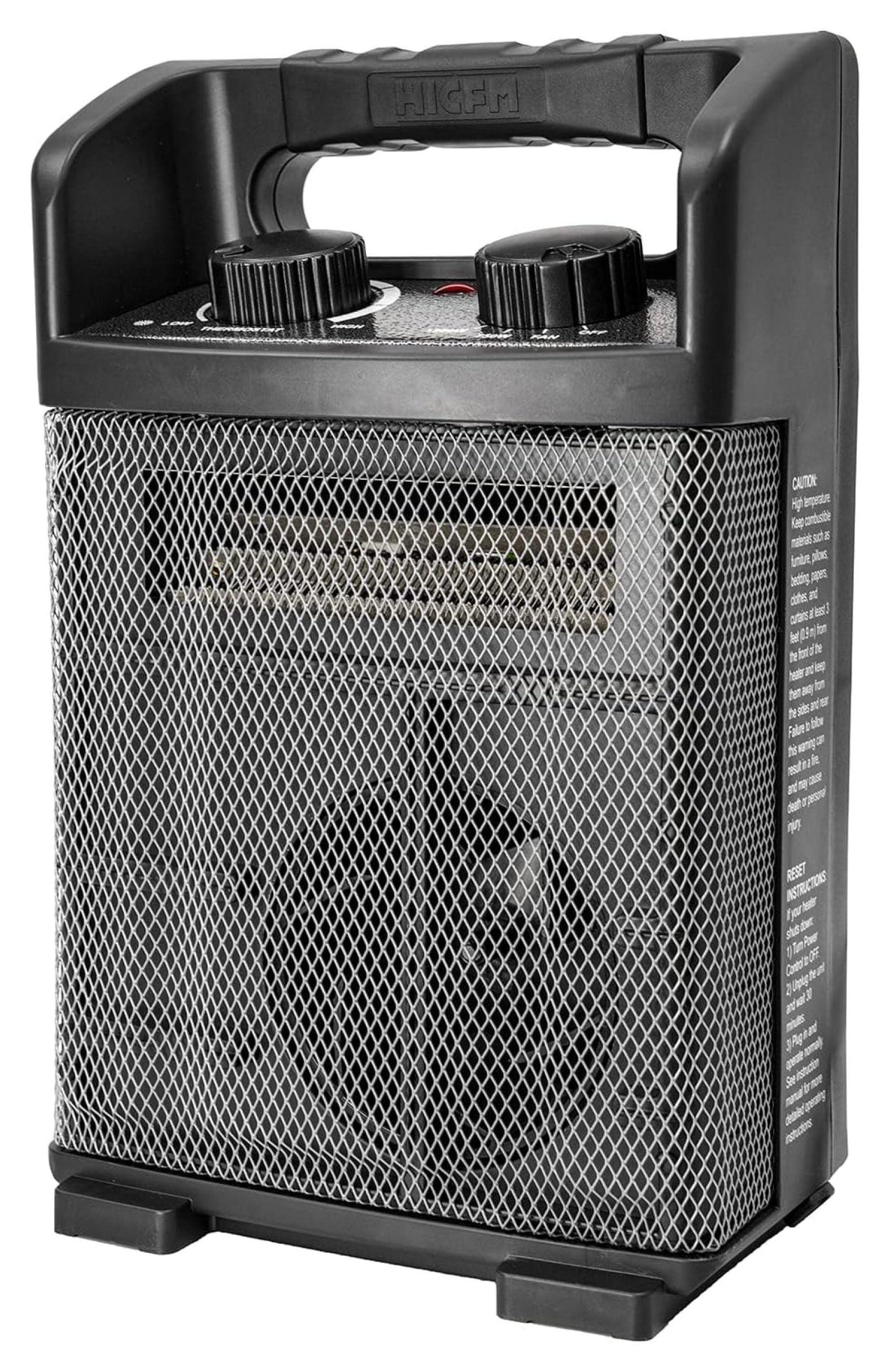 1500W Black Electric Utility Space Heater with Thermostat and Fan