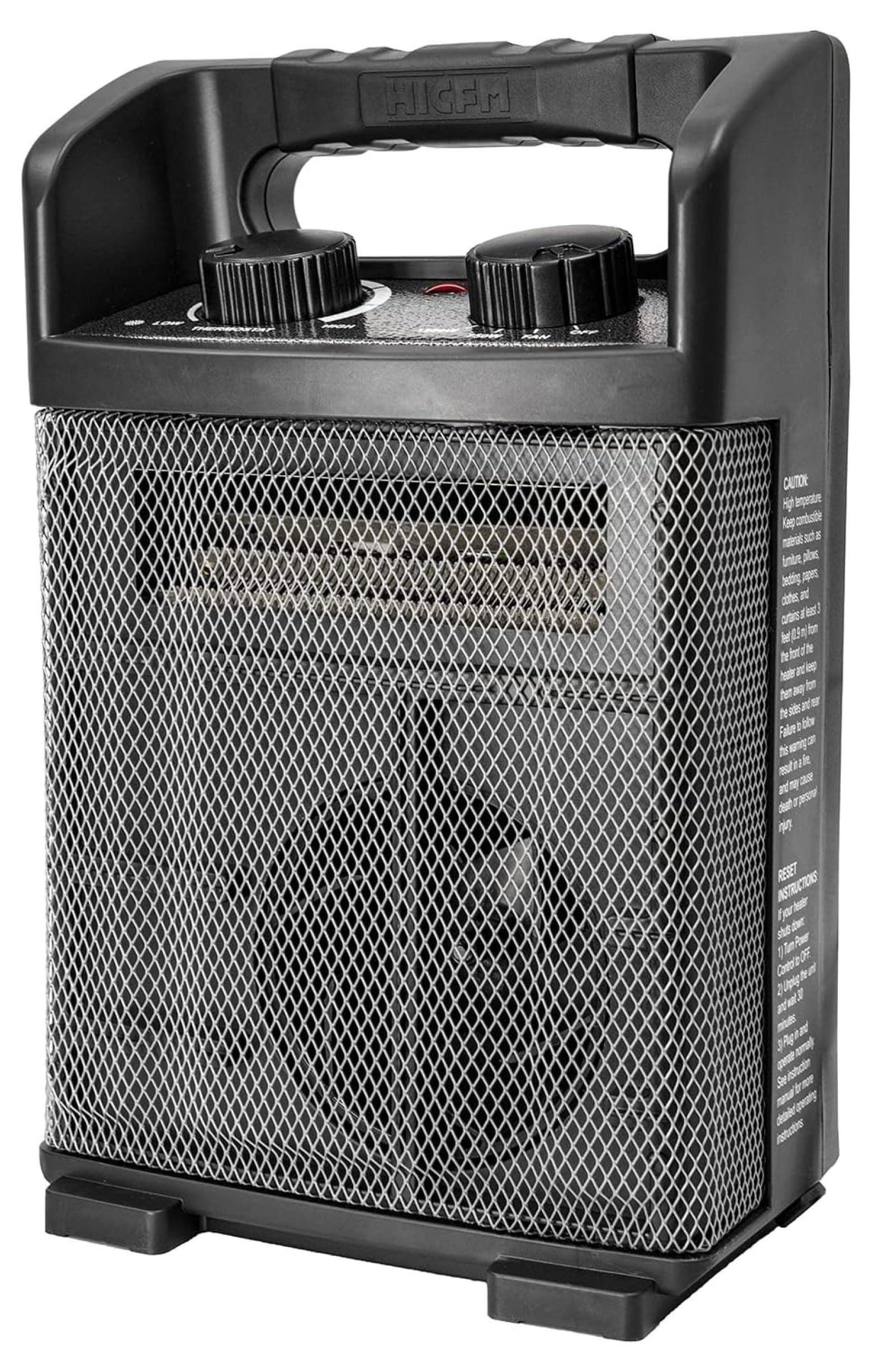 1500W Electric Utility Space Heater BTU 5120 with Thermostat Control, Two Power Setting, Fan Option, Built-in Carrying Handle, Tip-Over Switch, Cool Touch, UL Safety (kilowatts, 1.5)