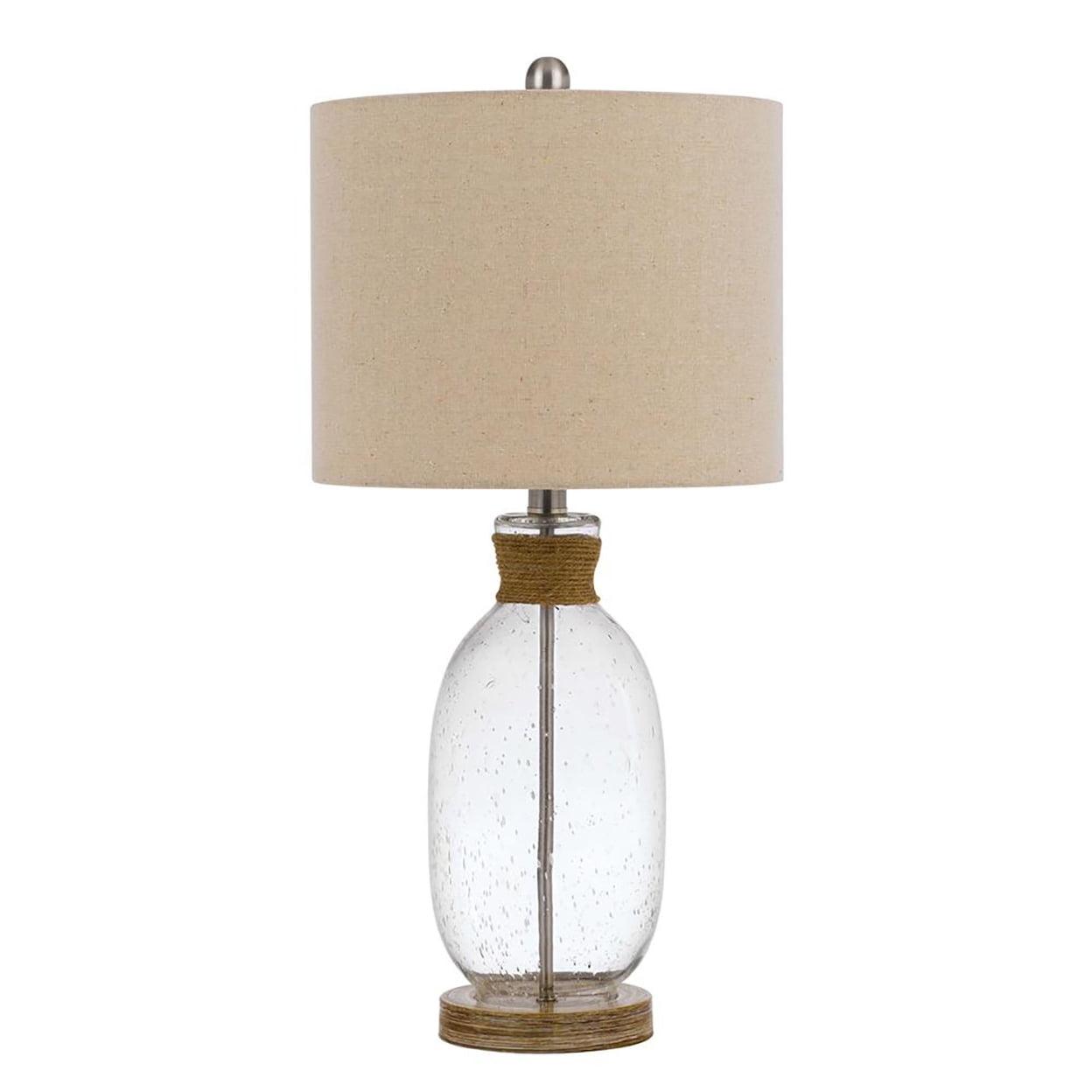 25.5" Clear Bubble Glass Table Lamp with Burlap Shade