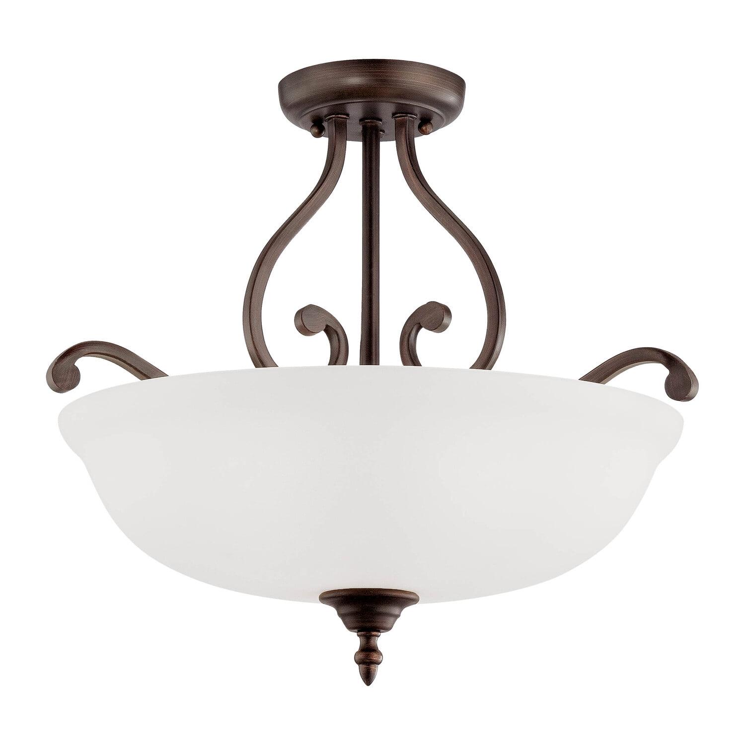 Courtney Lakes Rubbed Bronze Glass Bowl Ceiling Light