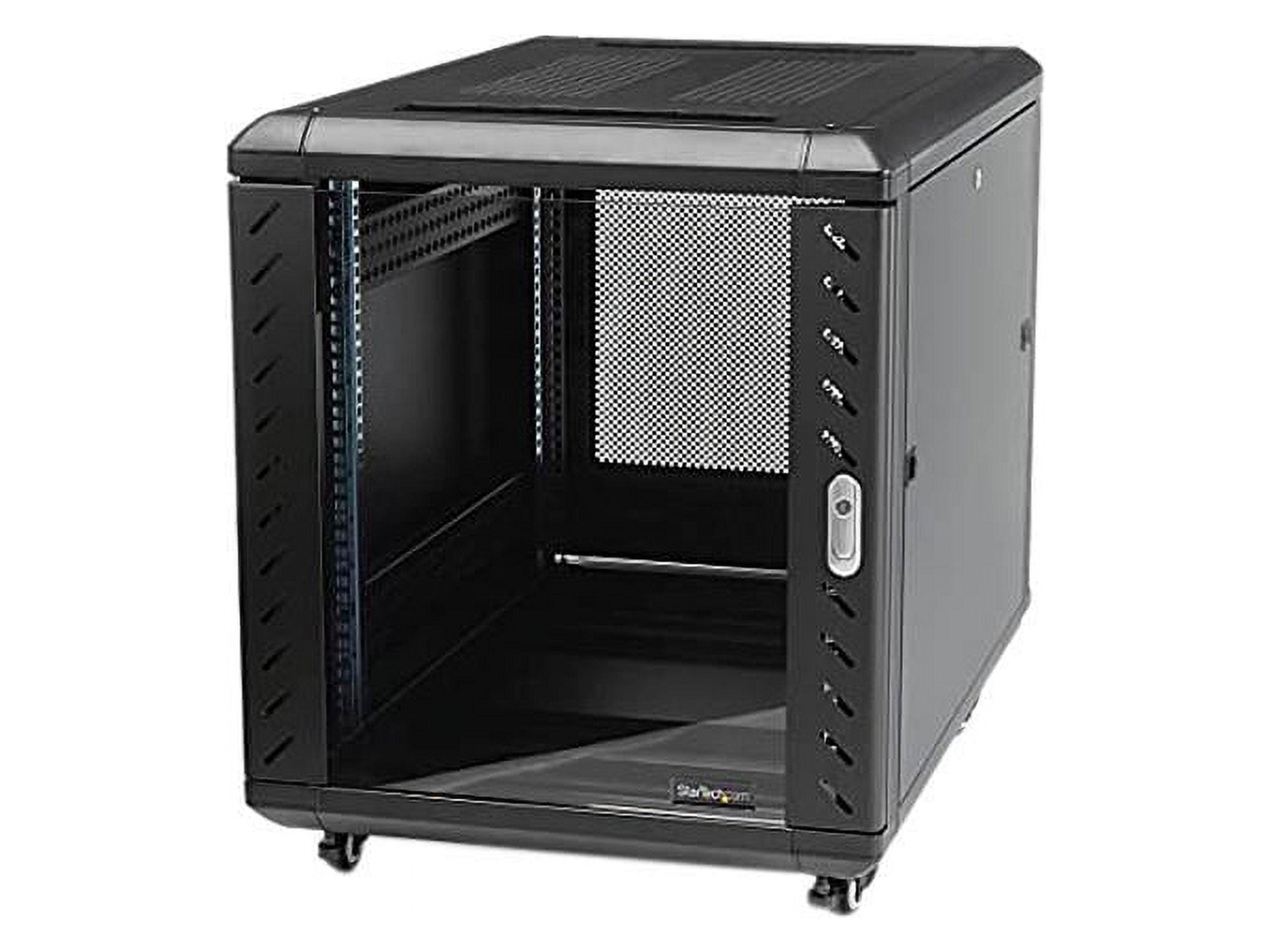 15U Black Steel Freestanding Server Rack Cabinet with Glass Door