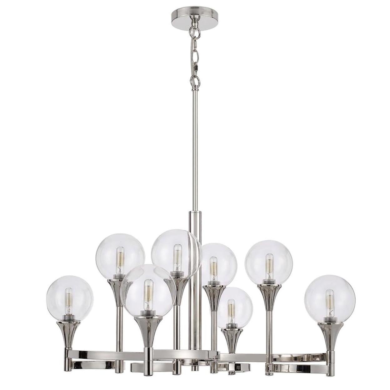 Milbank Chrome 8-Light Chandelier with Clear Glass Shades