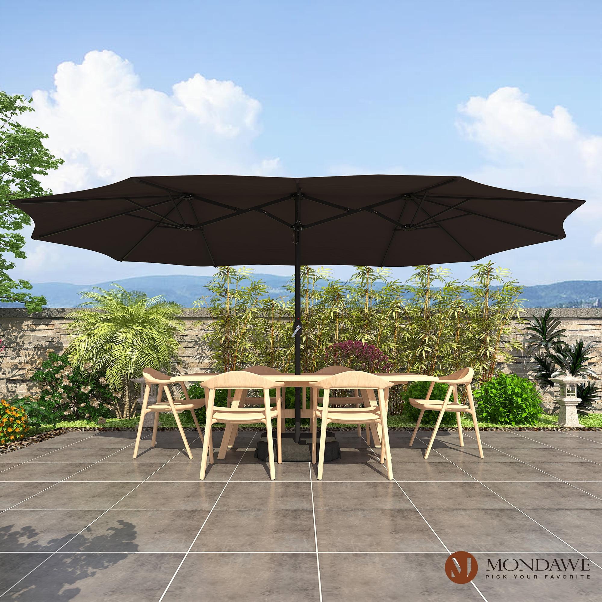 15ft Large Patio Umbrellas with Base Included, Outdoor Double-Sided Rectangle Market Umbrella with Crank Handle, for Pool Lawn Garden