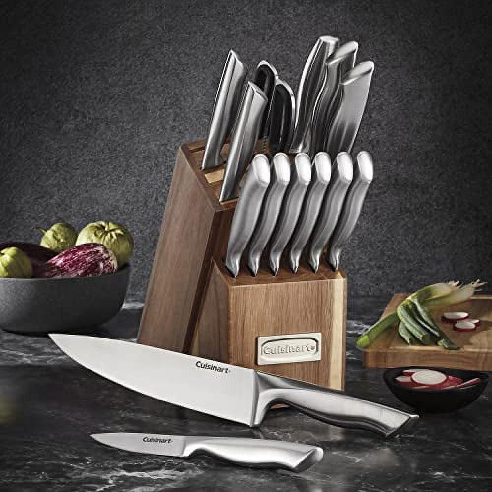 15-Piece Stainless Steel Knife Set with Acacia Block