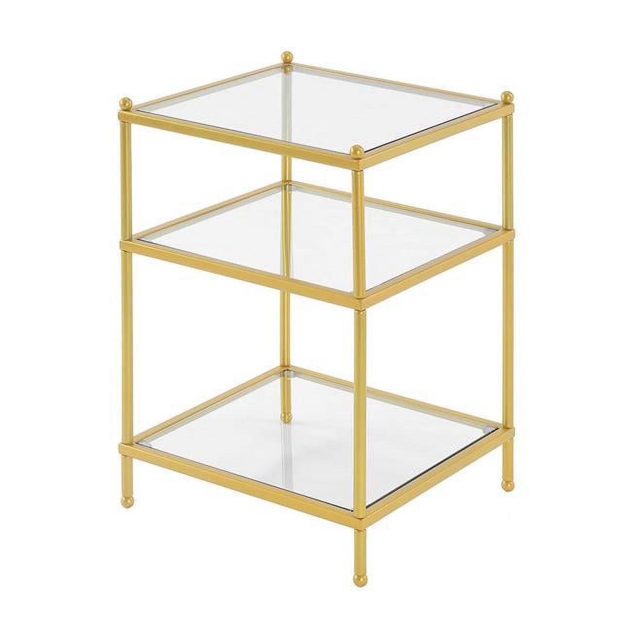 Gold and Clear Glass 3-Tier End Table