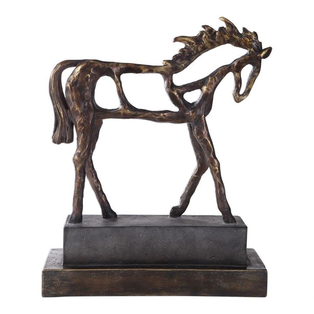 Uttermost Titan 16 1/2" High Bronze and Brown Horse Statue