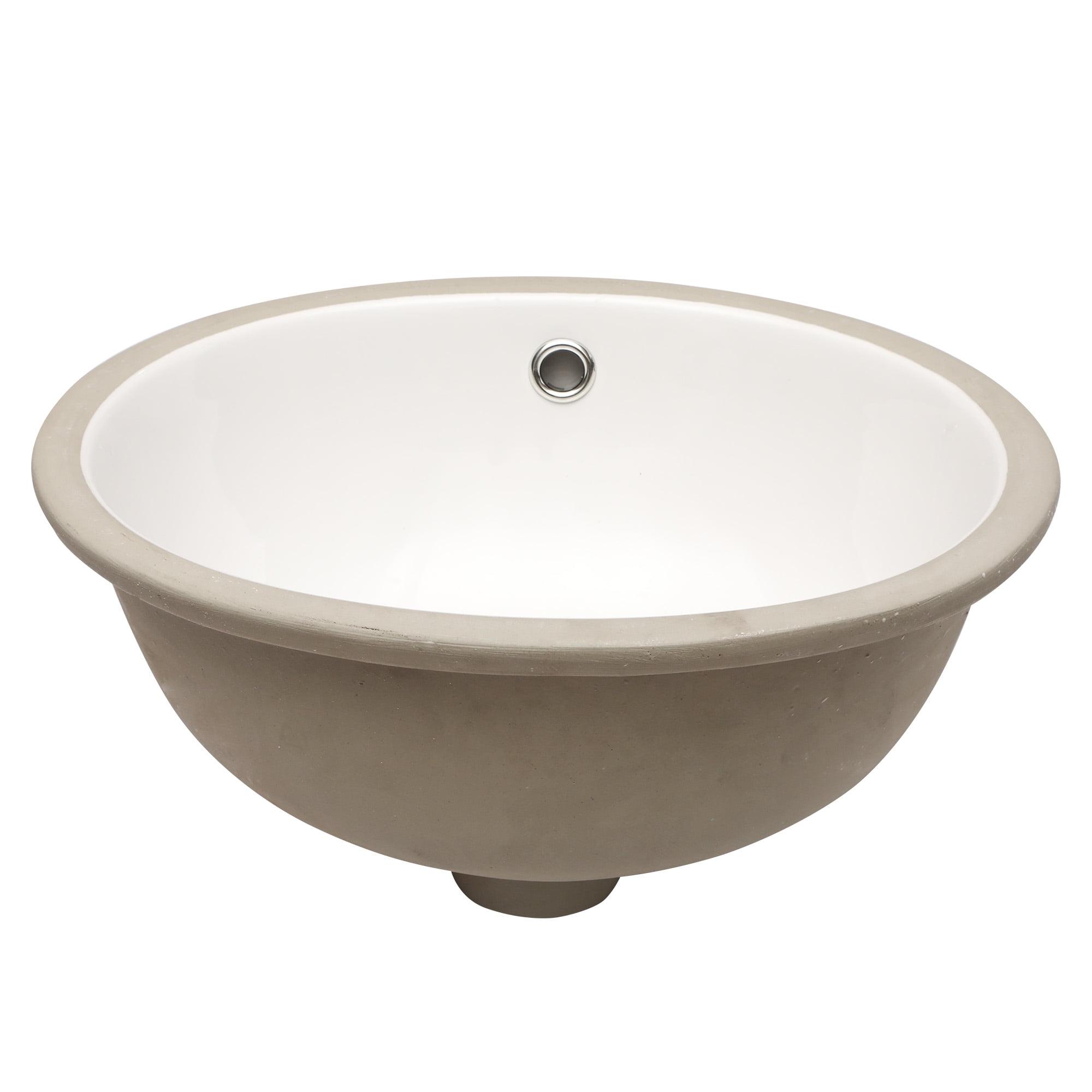 16.5"X13.4" White Ceramic Oval Undermount Bathroom Sink With Overflow