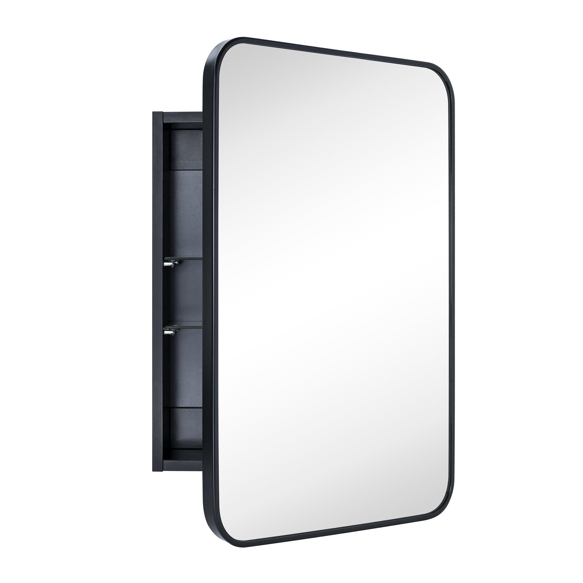 TEHOME Garnes Rectangular Recessed or Surface Mount Metal Medicine Cabinet with Mirror