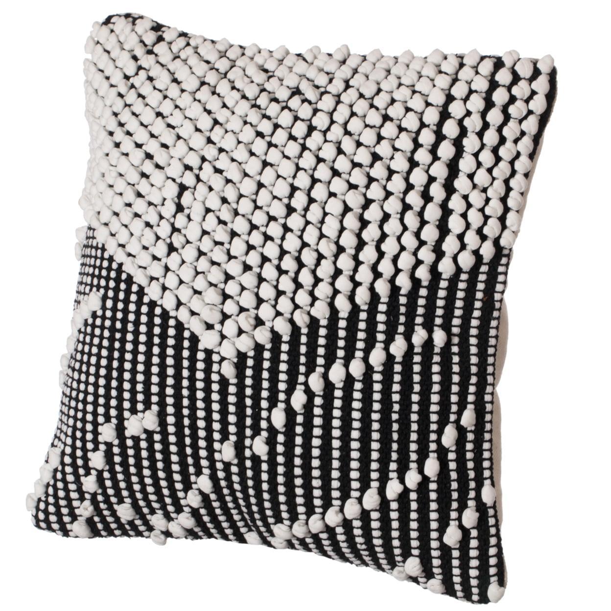 16" Decorative Handwoven Cotton Throw Pillow Cover with Embossed Dots