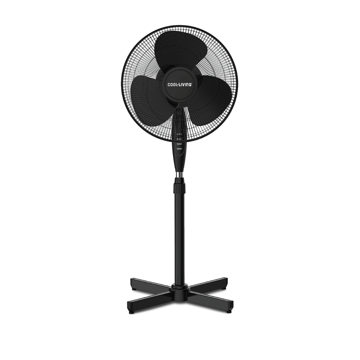 Cool-Living 16" Electric Oscillating Pedestal Fan with 3 Speed Options, 90-Degree Rotating Head, and Adjustable Height and Tilt, Black