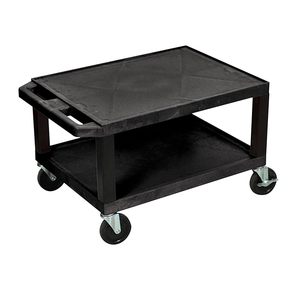 Black 16" Multipurpose AV Utility Cart with Two Shelves