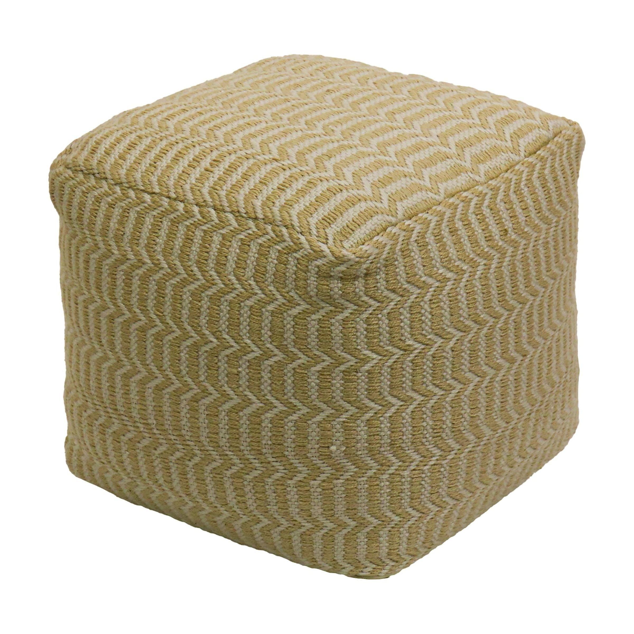 16" Hand Woven Pouf Ottoman Sand - National Tree Company