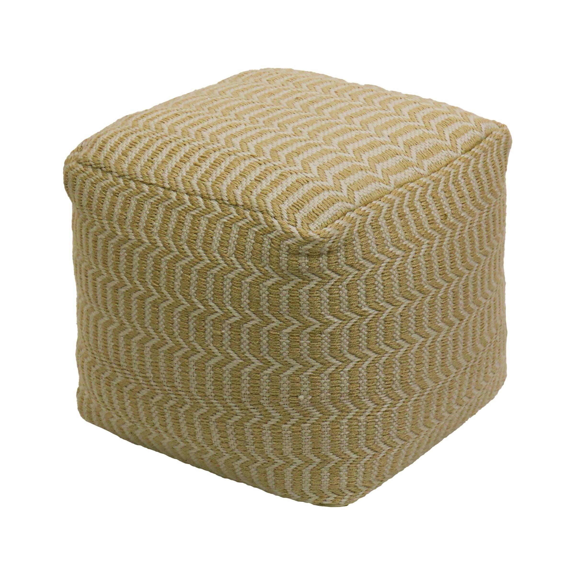 Sustainable Hand-Woven Sand Polyester 20" Pouf Ottoman