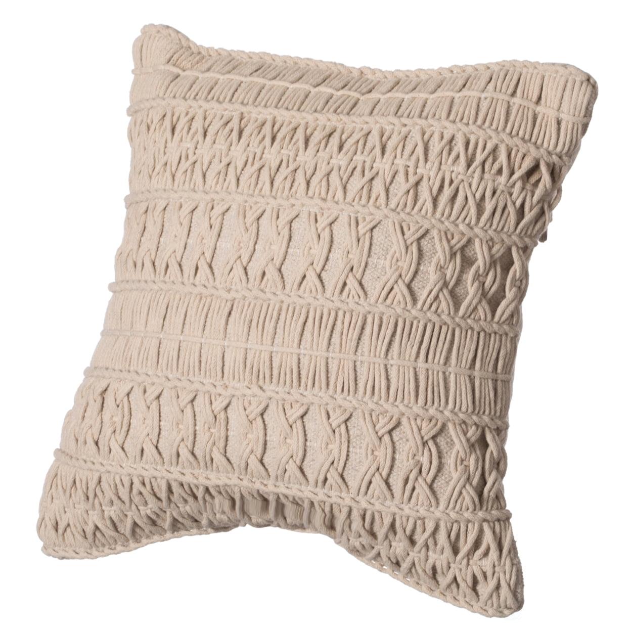 Bohemian Handwoven 16" Cotton Throw Pillow Cover with Textured Design