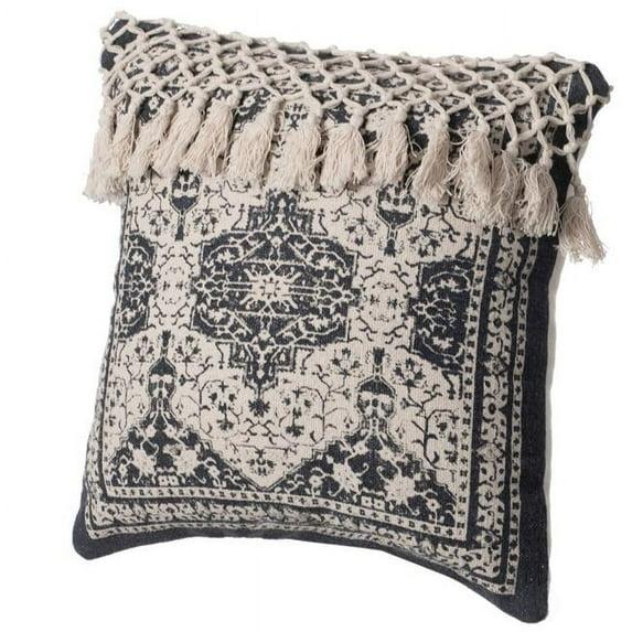 DEERLUX 16" Handwoven Cotton Throw Pillow Cover with Traditional Pattern and Tasseled Top without Cushion