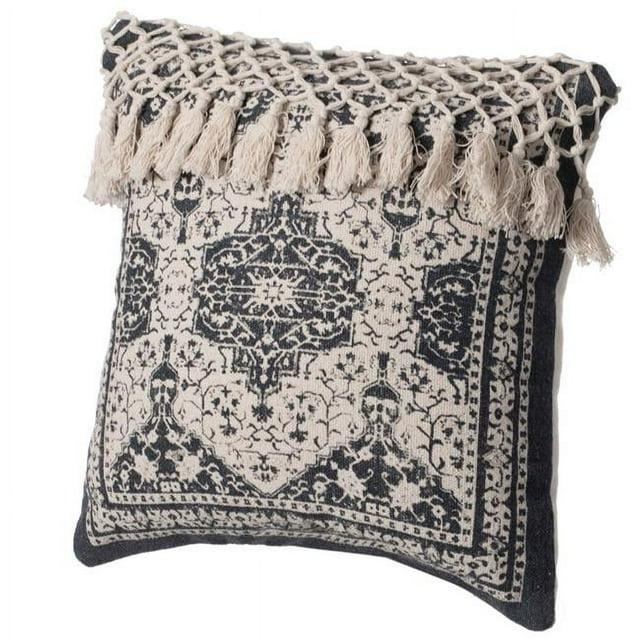 DEERLUX 16" Handwoven Cotton Throw Pillow Cover with Traditional Pattern and Tasseled Top without Cushion
