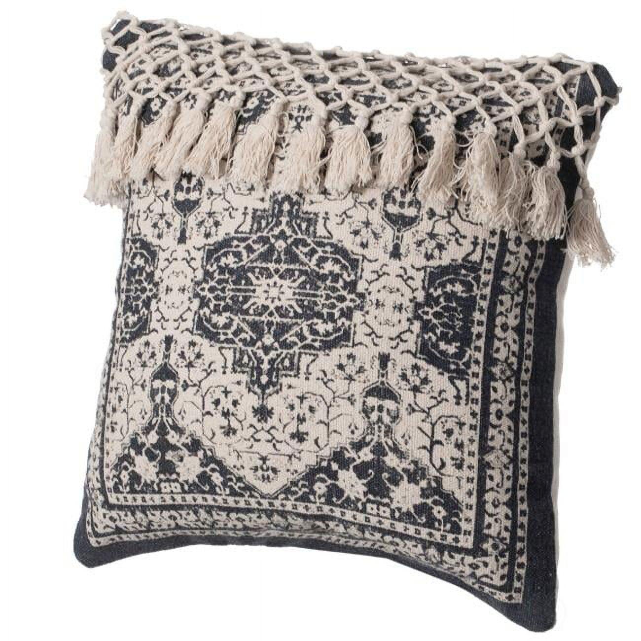 DEERLUX 16" Handwoven Cotton Throw Pillow Cover with Traditional Pattern and Tasseled Top without Cushion