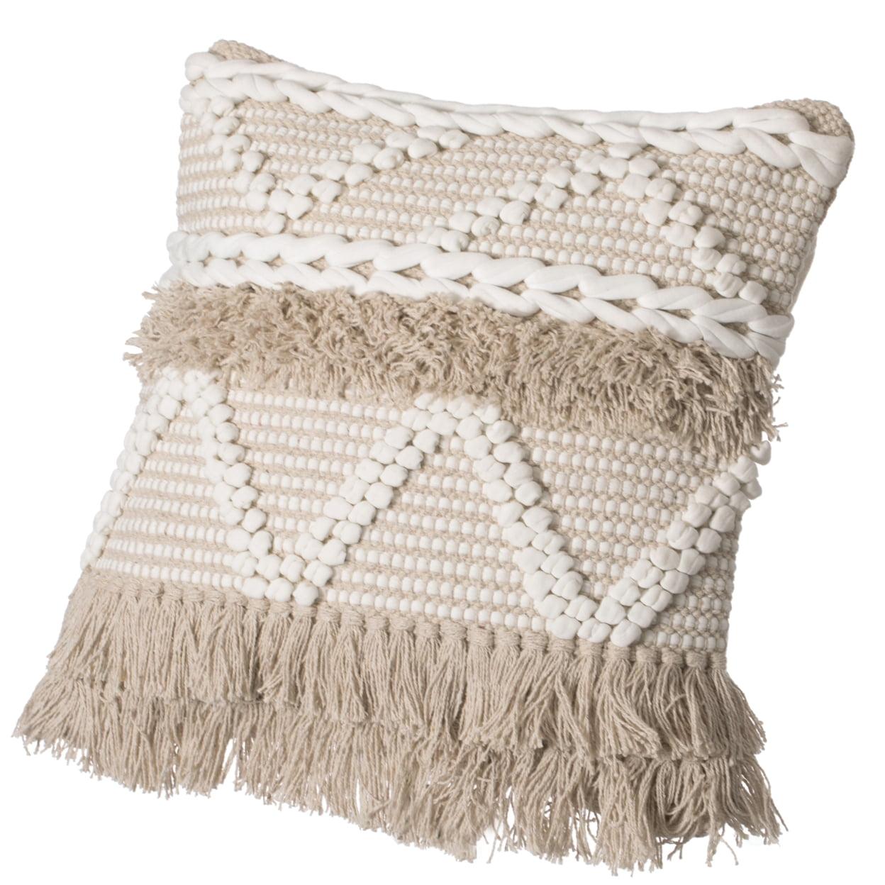 Handwoven Cotton Euro Pillow Cover with White Dot Pattern