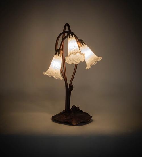 Winter White Tiffany Pond Lily 16" Mahogany Bronze Table Lamp