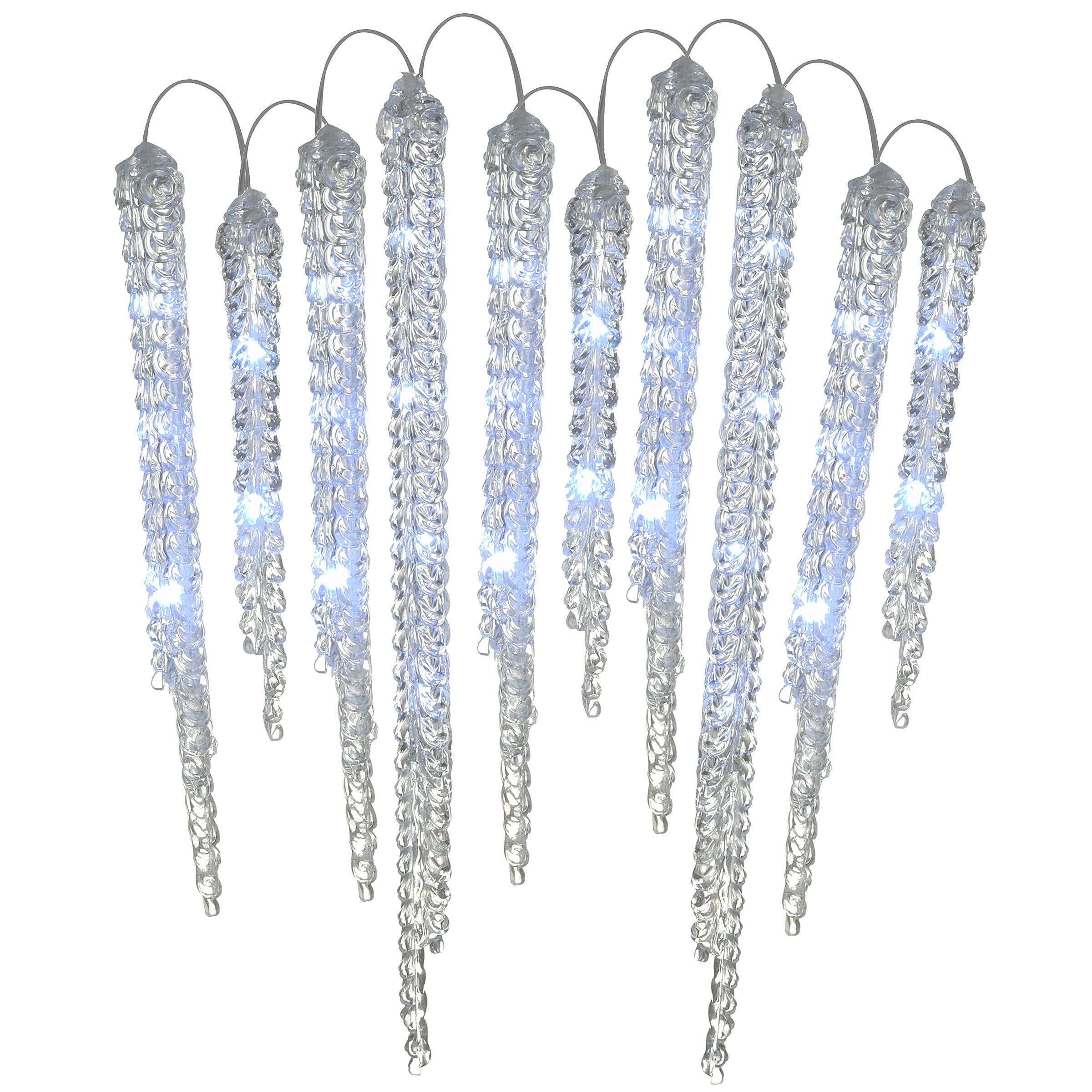 10ct LED Crystal Icicle Christmas String Lights - National Tree Company: Outdoor White Acrylic Decor, Electric Powered