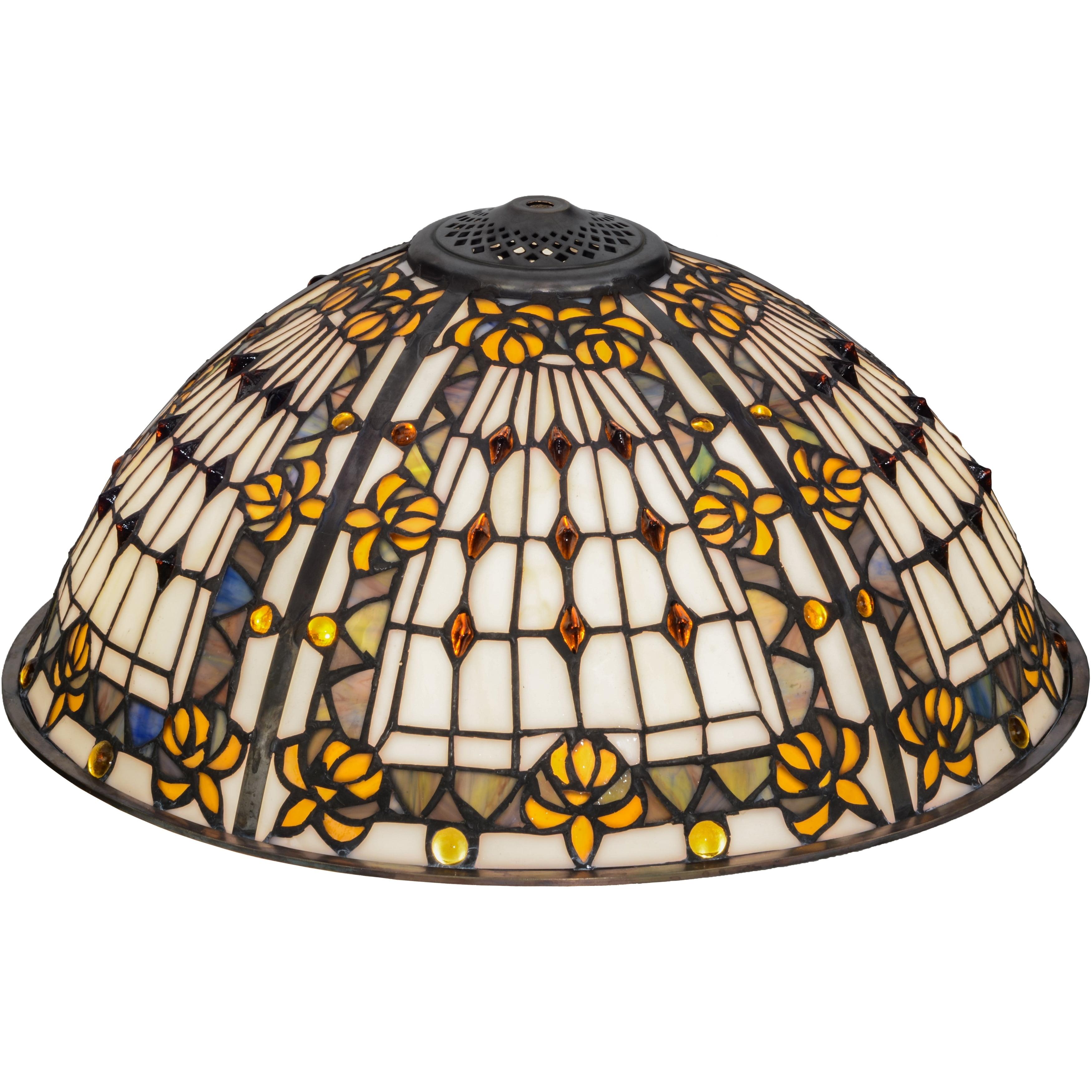 Meyda Fleur-de-Lis 16" Glass Bowl Lamp Shade in Sunflower Yellow