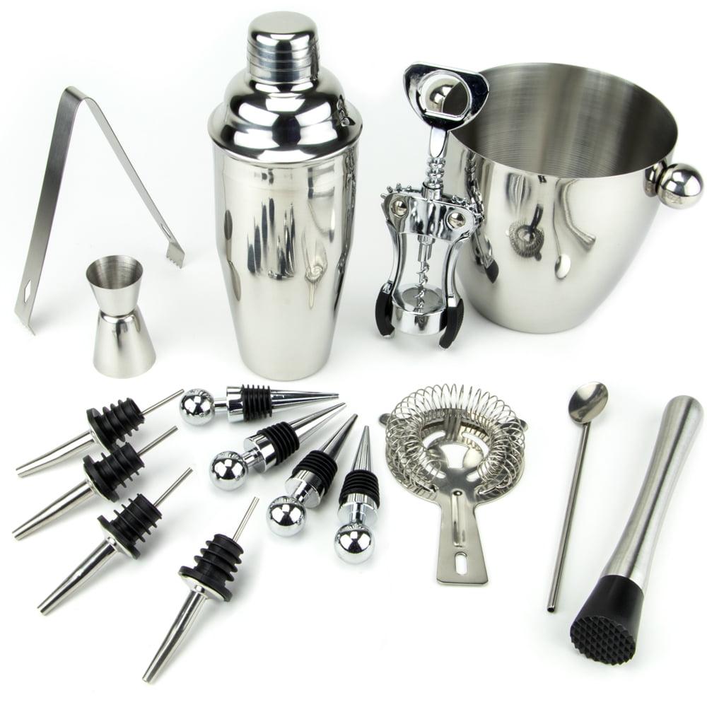 16-Piece Stainless Steel Home Bartender Kit with Jigger and Muddler