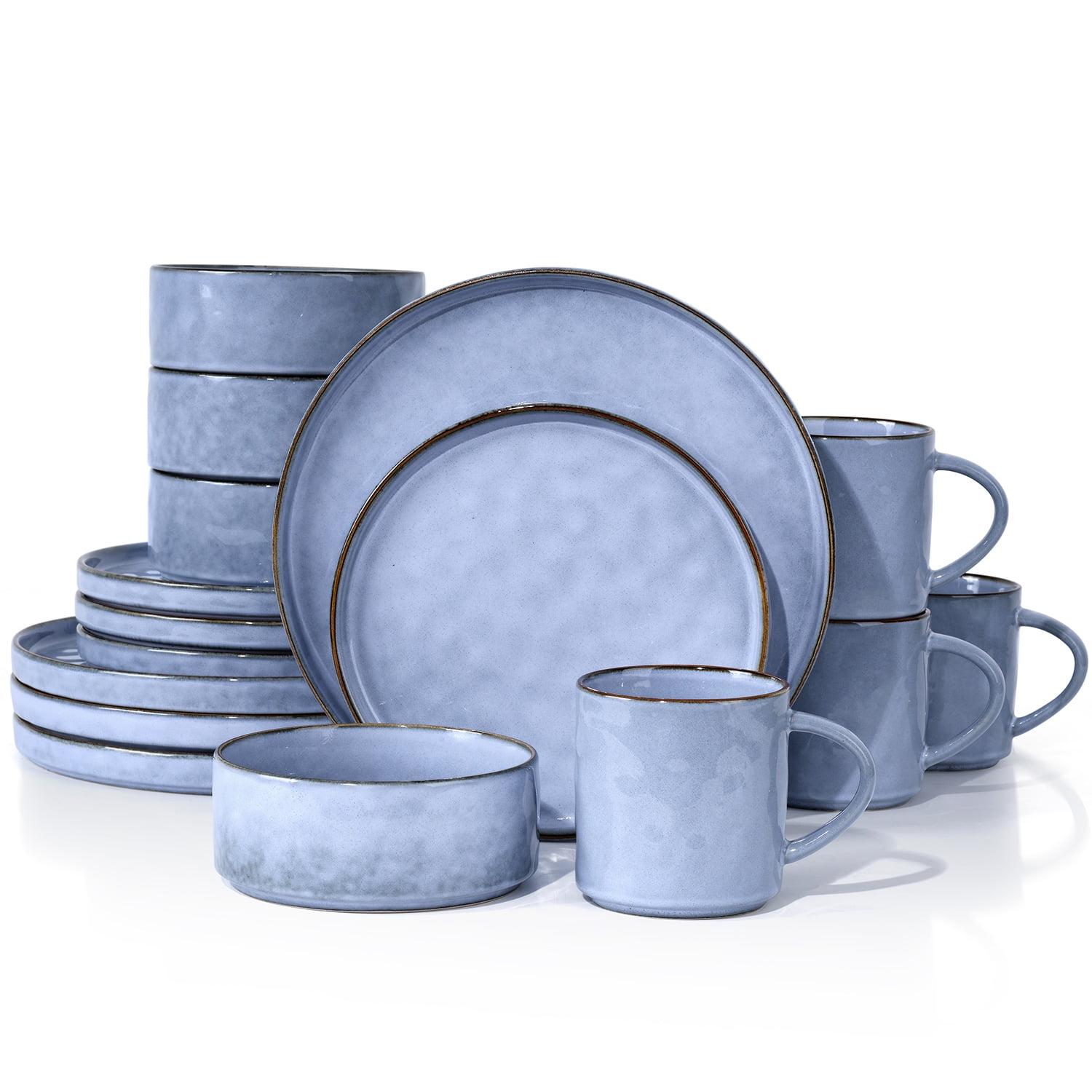 Grayish Blue Ceramic 16-Piece Dinnerware Set for 4