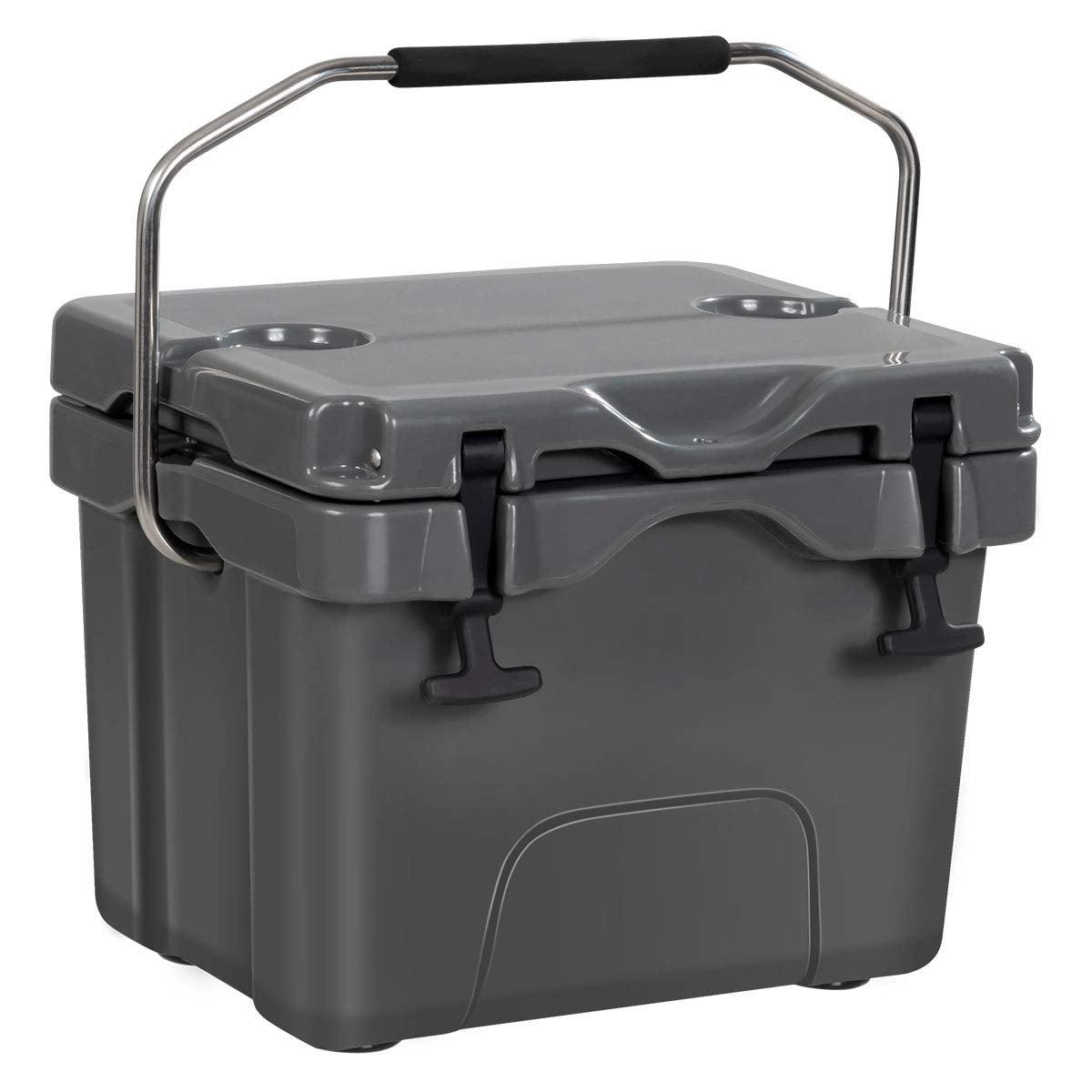 Costway 16 Quart Cooler Portable Ice Chest Leak-proof 24 Cans Ice Boxfor Camping