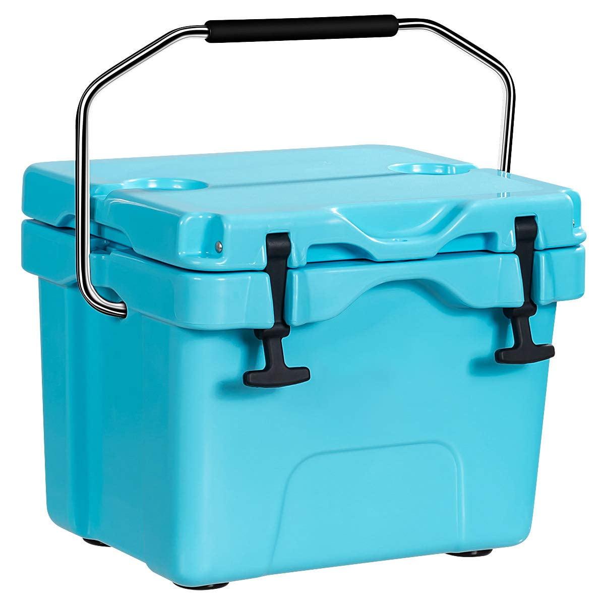 Costway 16 Quart Cooler Portable Ice Chest Leak-proof 24 Cans Ice Boxfor Camping