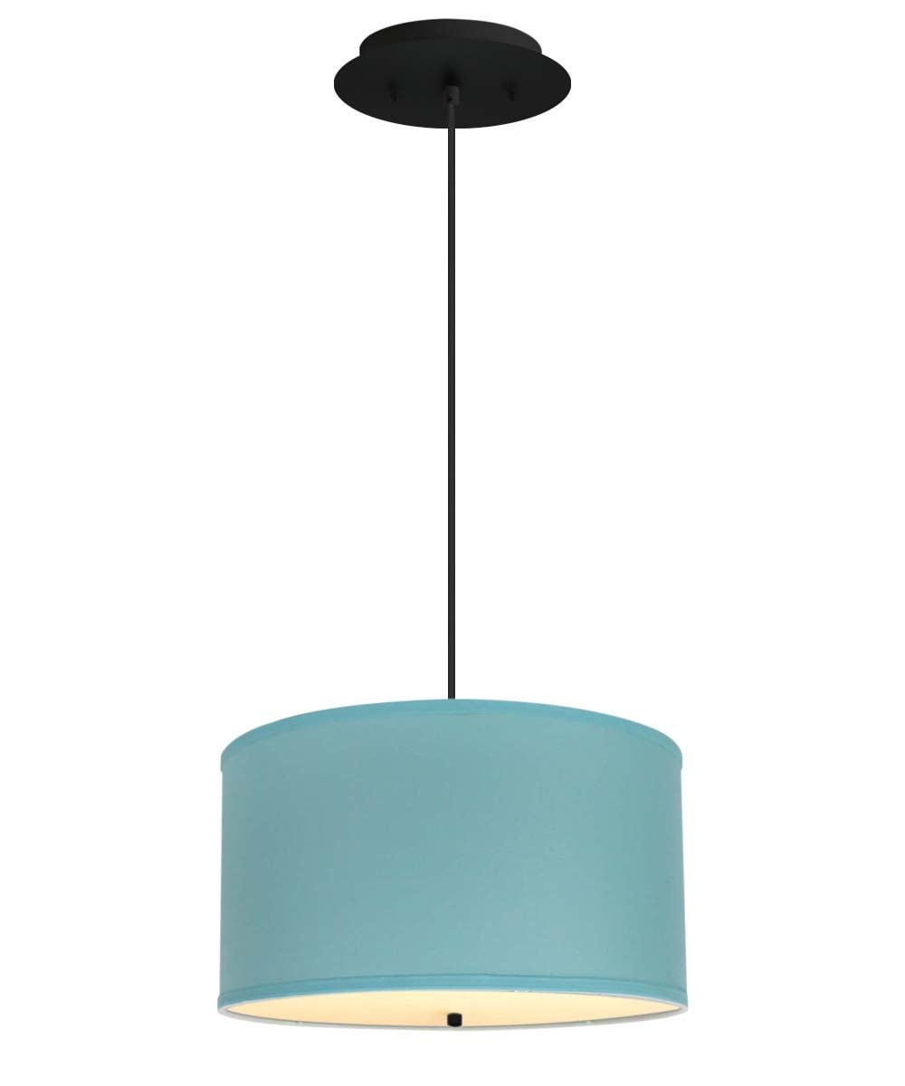 16" Island Paradise Linen Drum Pendant Light with Black Cord