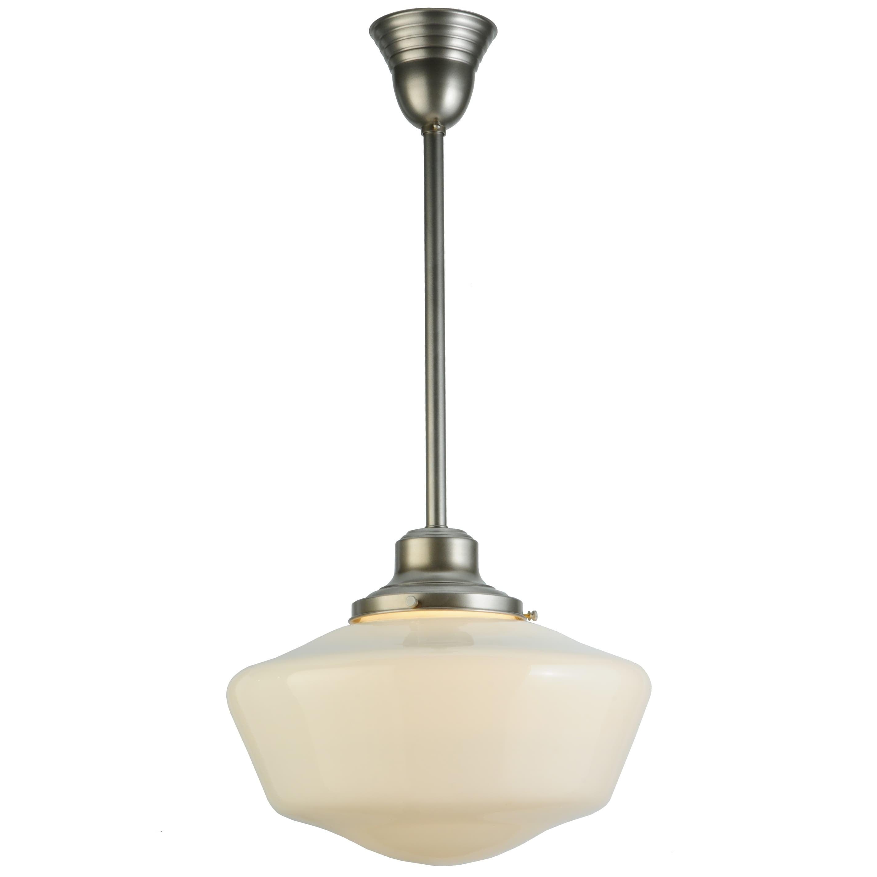 16" Brushed Nickel and Frosted Glass Globe Pendant Light