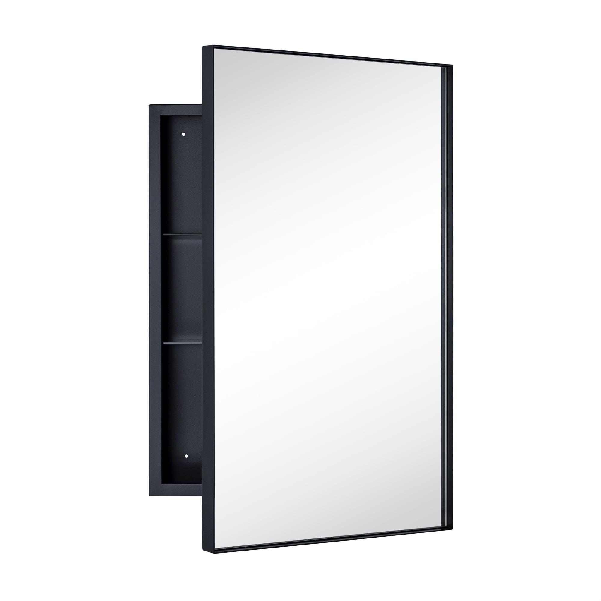 TEHOME Rectangular Metal Frmaed Medicine Cabinet with Mirror with Adjustable Shelves