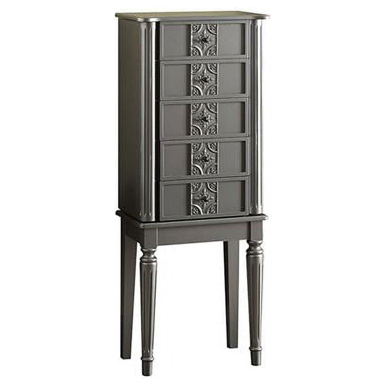 16" X 10" X 40" Silver Mirror Jewelry Armoire