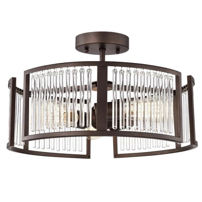 CHLOE Frey 3 Light Oil Rubbed Bronze Semi-Flush Ceiling Fixture 16" Wide