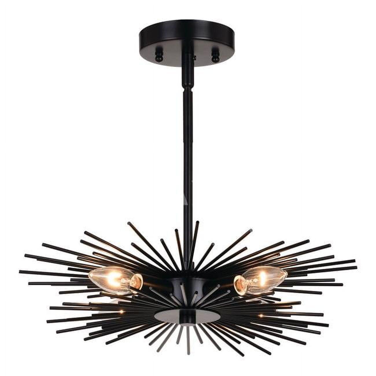 Nikko Matte Black Mid-Century Modern 4-Light Semi-Flush Mount