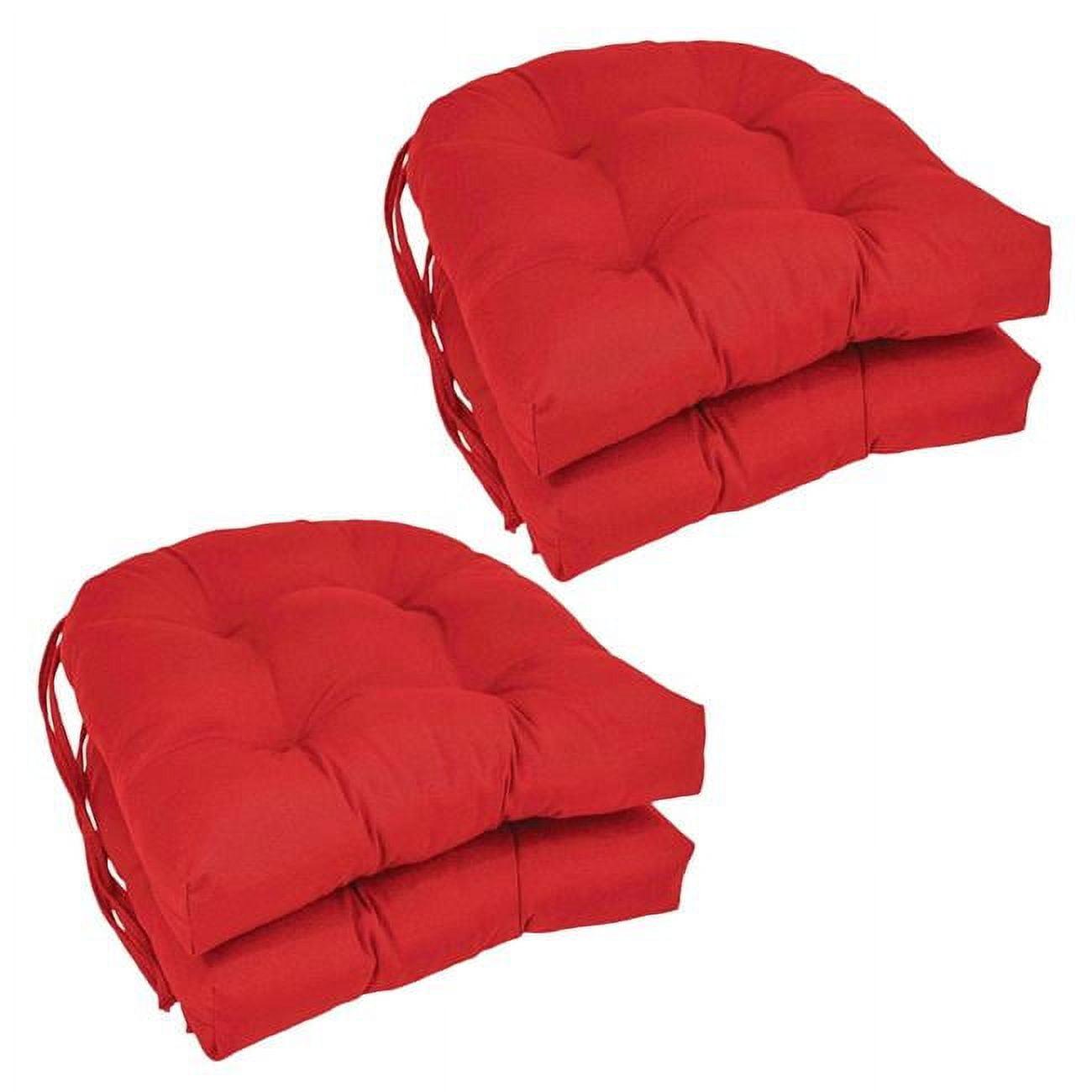 Red Twill U-Shaped Tufted 16" Chair Cushions Set of 4