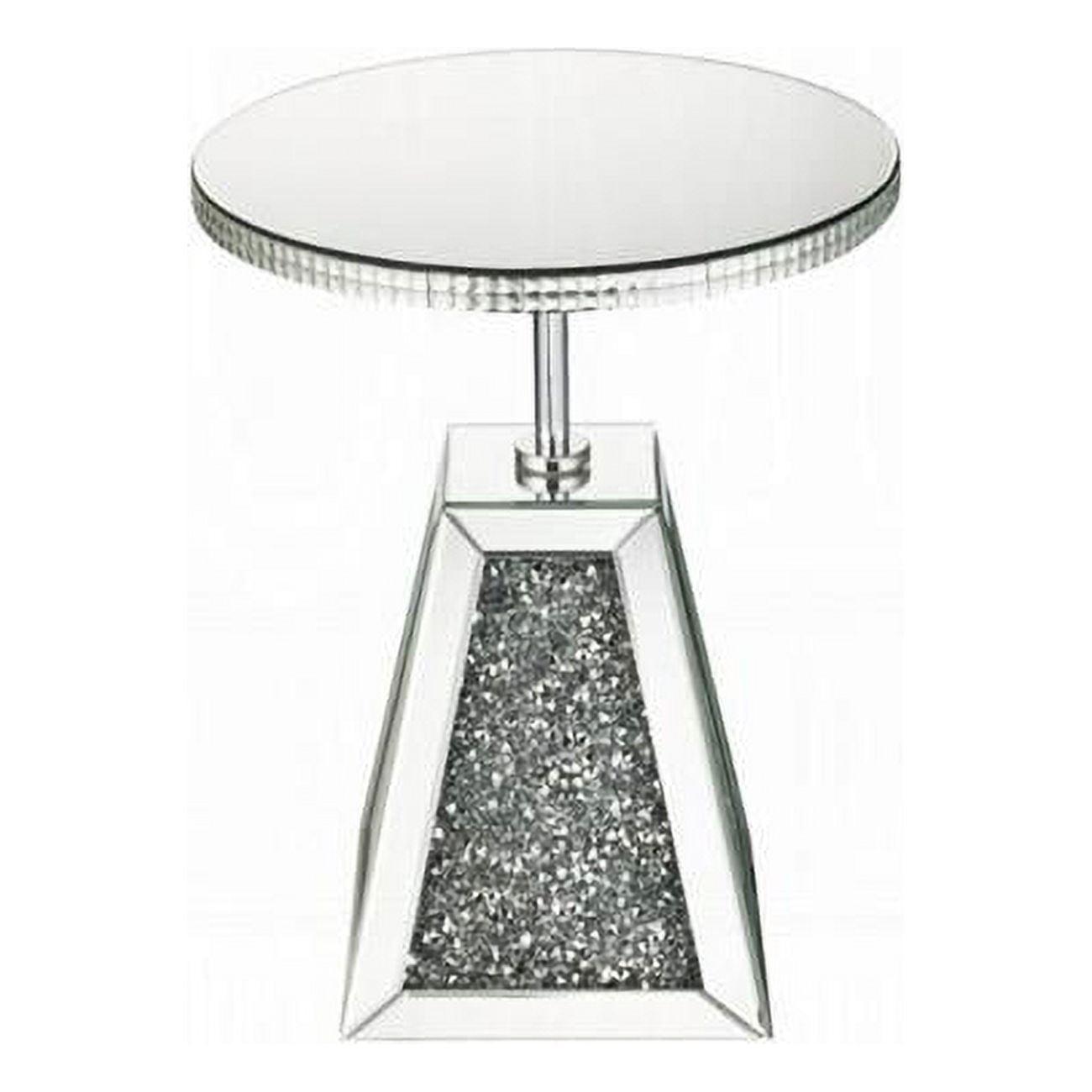 Elegant Round Wood & Glass Mirrored Accent Table