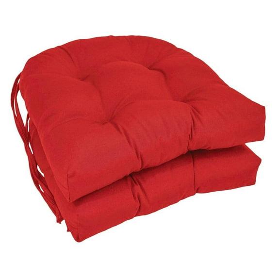 16-inch Solid Twill U-shaped Tufted Chair Cushions (Set of 2)