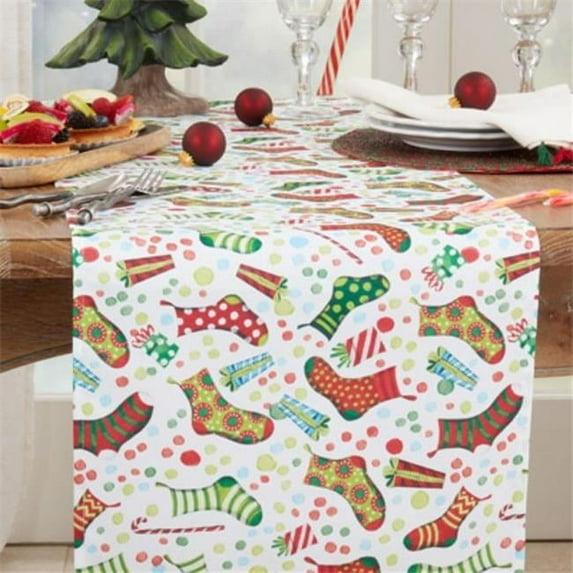 Saro Runner_Christmas Stockings Design Table Runner
