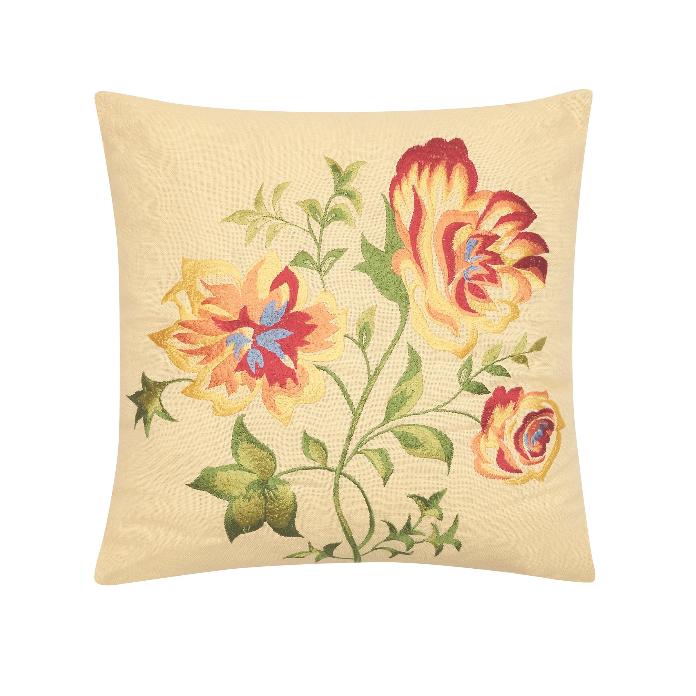 C&F Home 16" x 16" Priscilla Yellow Floral Embroidered Pillow