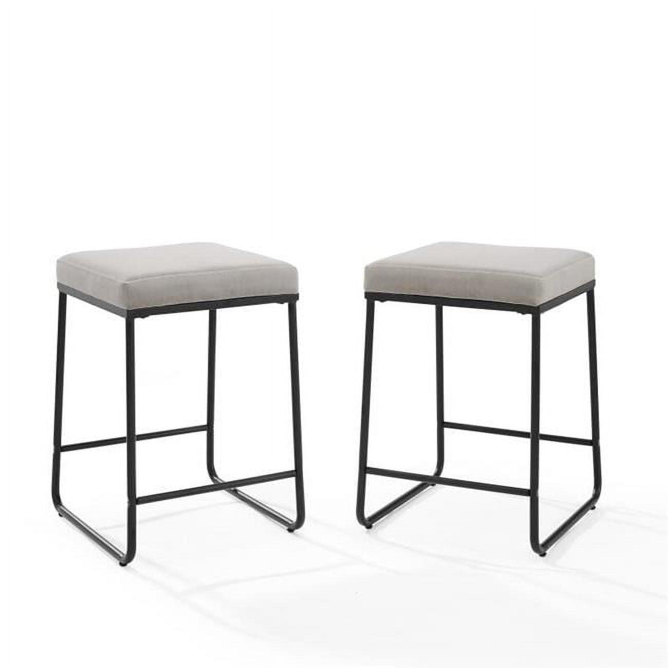 Beckett Gray Velvet & Matte Black Metal Counter Stool Set