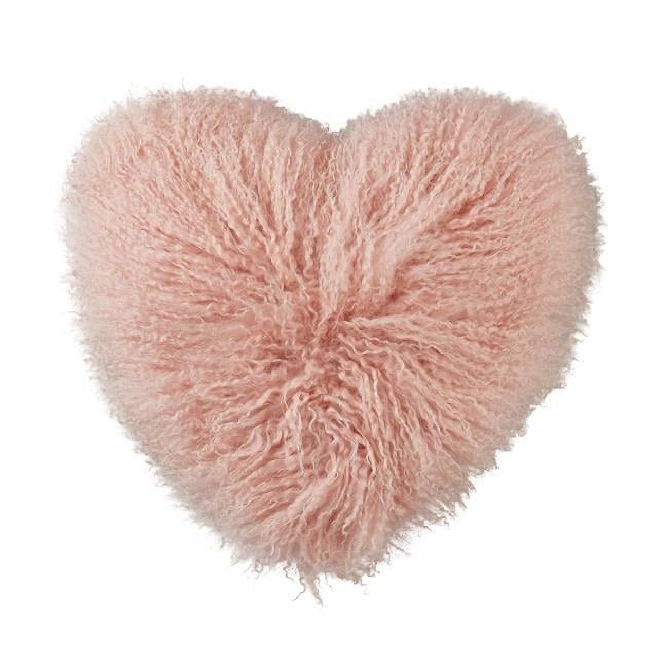 Saro Lifestyle Lush and Luxe Heart-Shaped Mongolian Lamb Fur Poly Filled Throw Pillow