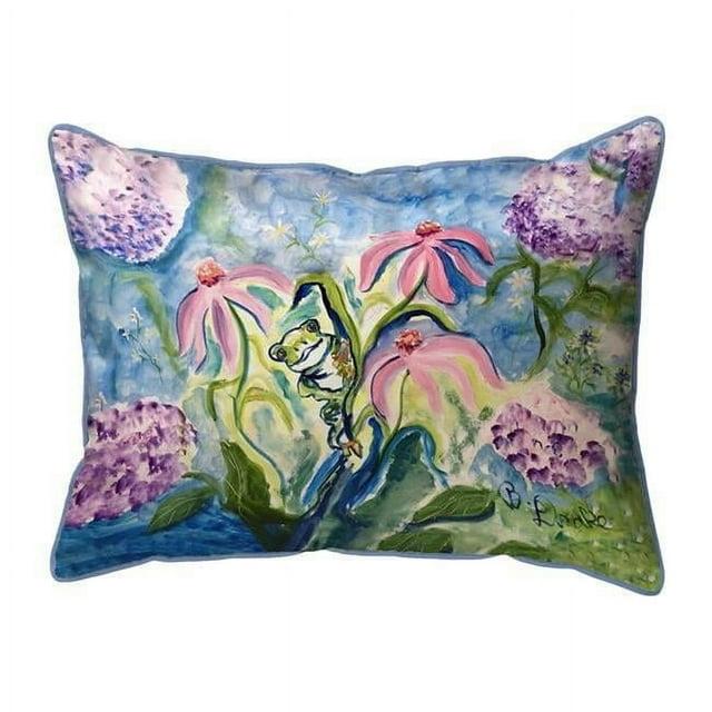 Betsy Drake Interiors NC1424 16 x 20 in. Frog & Pink Flowers No Cord Pillow