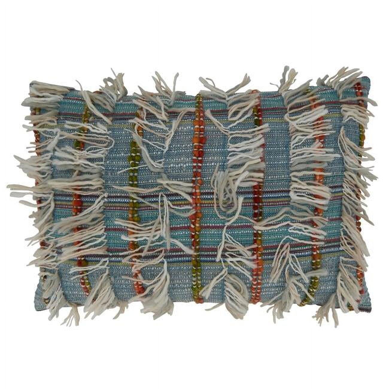 Saro Lifestyle Shaggy Striped Throw Pillow With Down Filling, Multi, 16" x 24"