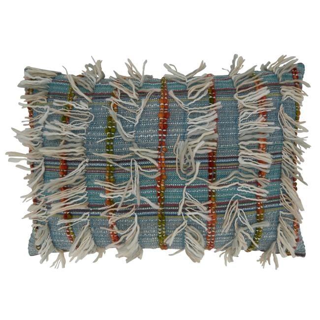Saro Lifestyle Shaggy Striped Throw Pillow With Down Filling, Multi, 16" x 24"